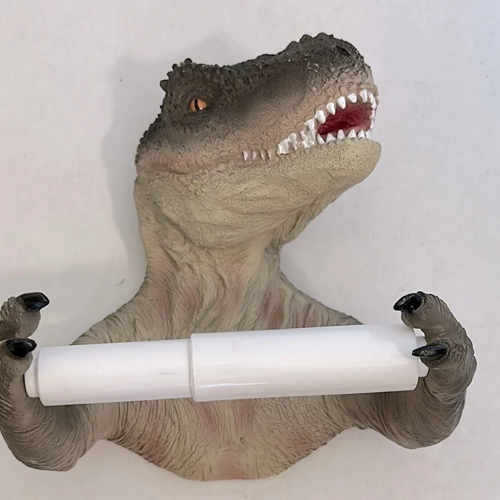 T Rex toilet paper holder with White Roller nwot